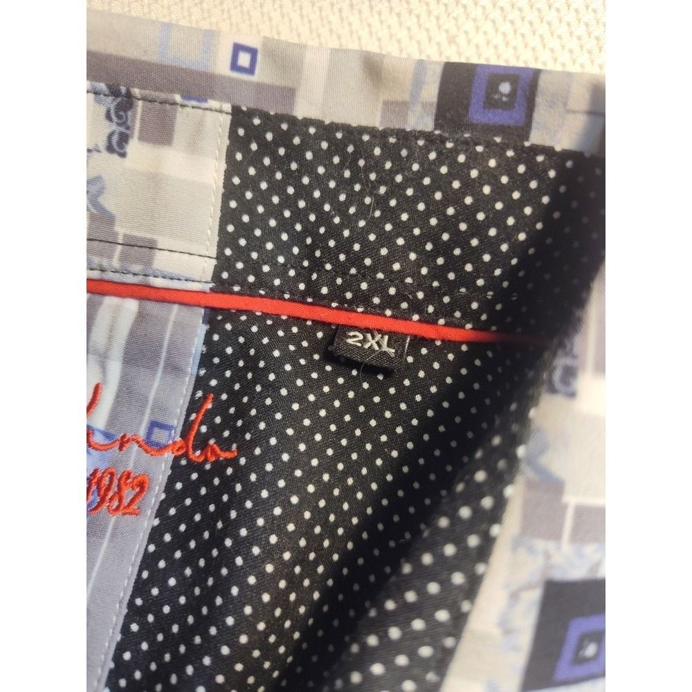 Alex Vando Mens Purple Gray Blue Tone on Tone Shirt Button Geometric 2XL 1595 - Picture 5 of 11